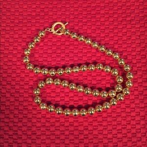Chaps 18" Classy Bead Necklace Gold Tone